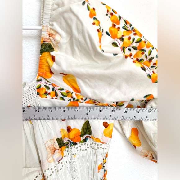 NWOT Farm Rio Cashew Puff-Sleeve Mini Dress Oversize Crochet Trim Boho XL - Picture 17 of 17